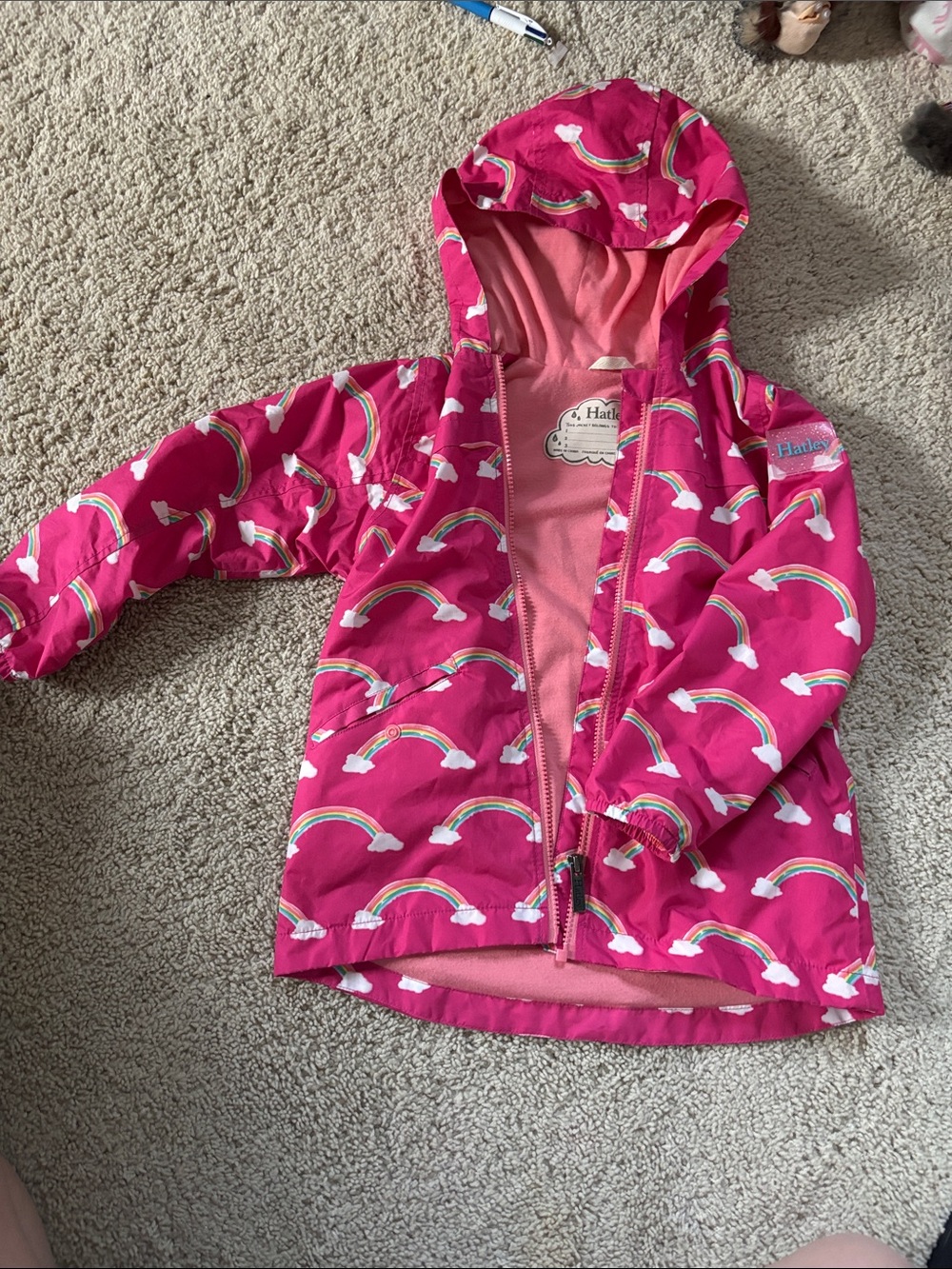 Hatley Hot Pink Rainbow Hooded field jacket